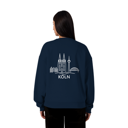 Köln Skyline (großer Druck auf dem Rücken) - Organic Oversize Sweatshirt