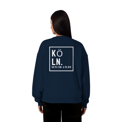 Köln Koordinaten (großer Druck auf dem Rücken) - Organic Oversize Sweatshirt