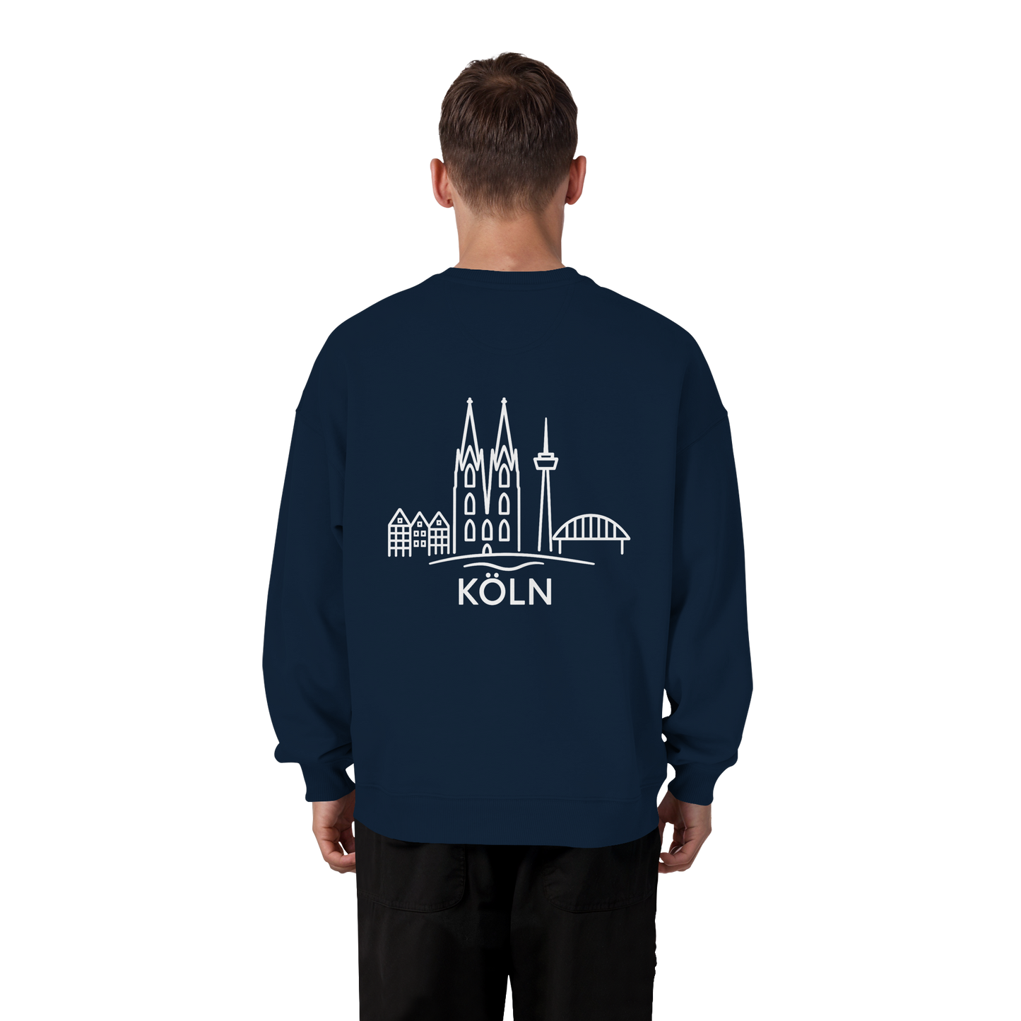 Köln Skyline (großer Druck auf dem Rücken) - Organic Oversize Sweatshirt