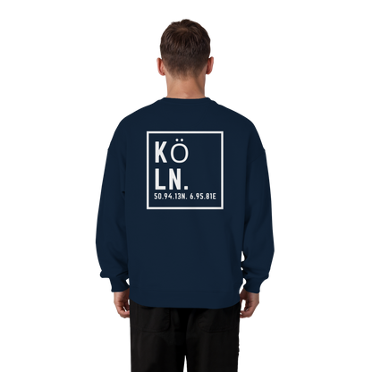 Köln Koordinaten (großer Druck auf dem Rücken) - Organic Oversize Sweatshirt