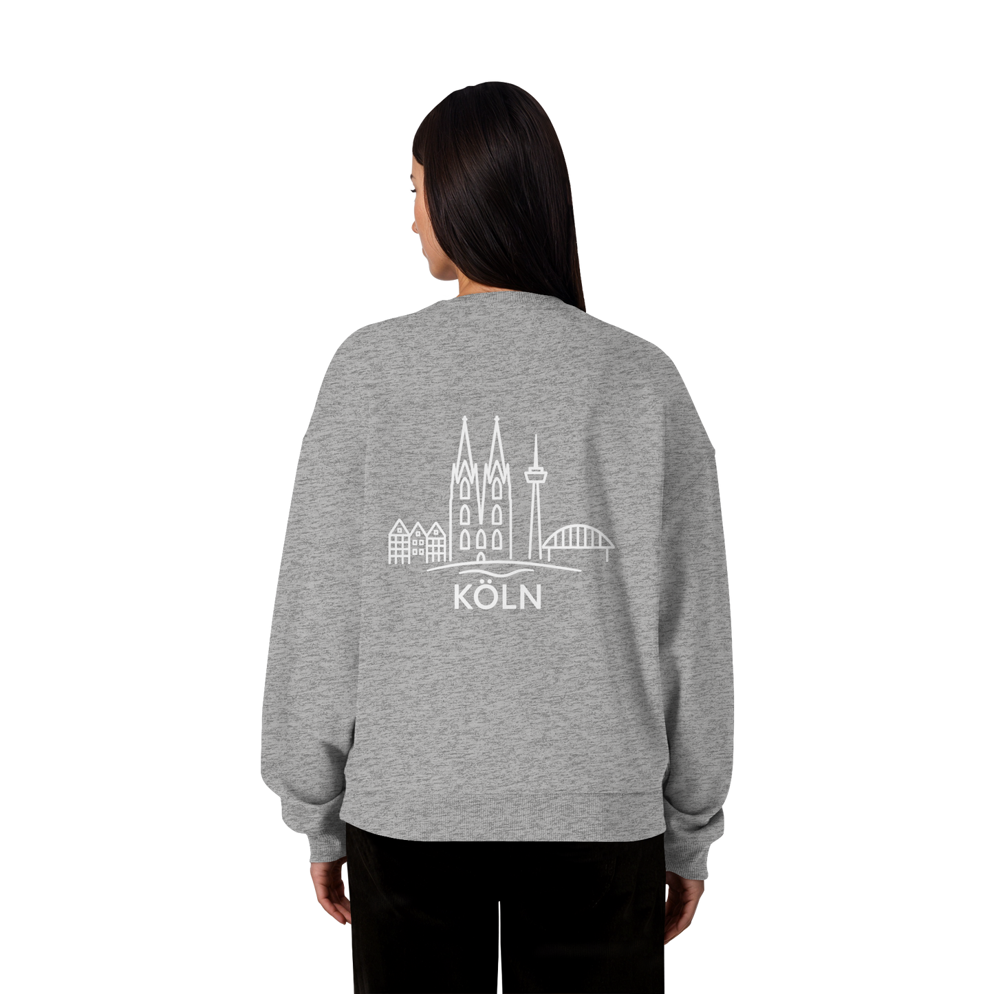 Köln Skyline (großer Druck auf dem Rücken) - Organic Oversize Sweatshirt