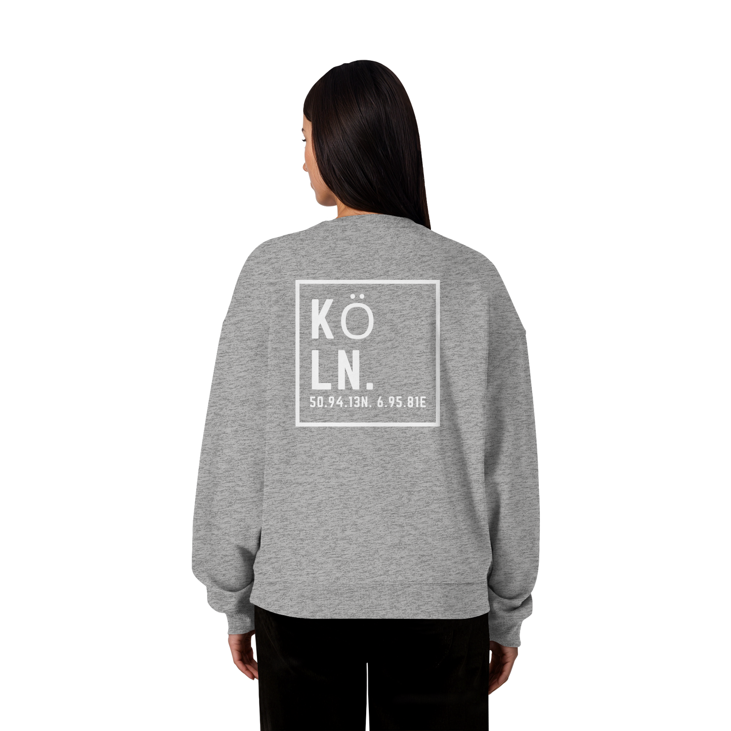 Köln Koordinaten (großer Druck auf dem Rücken) - Organic Oversize Sweatshirt