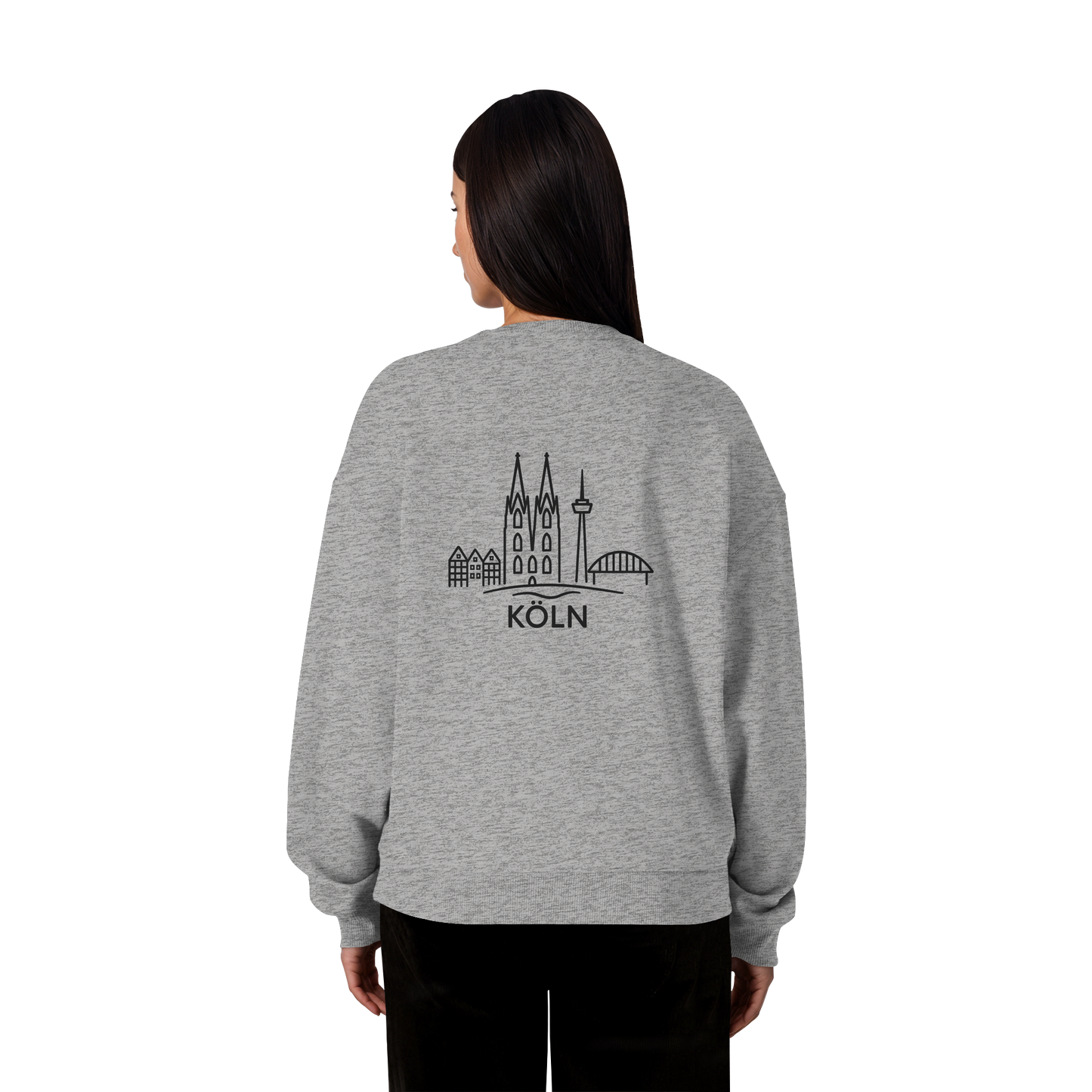 Köln Skyline (großer Druck auf dem Rücken) - Organic Oversize Sweatshirt