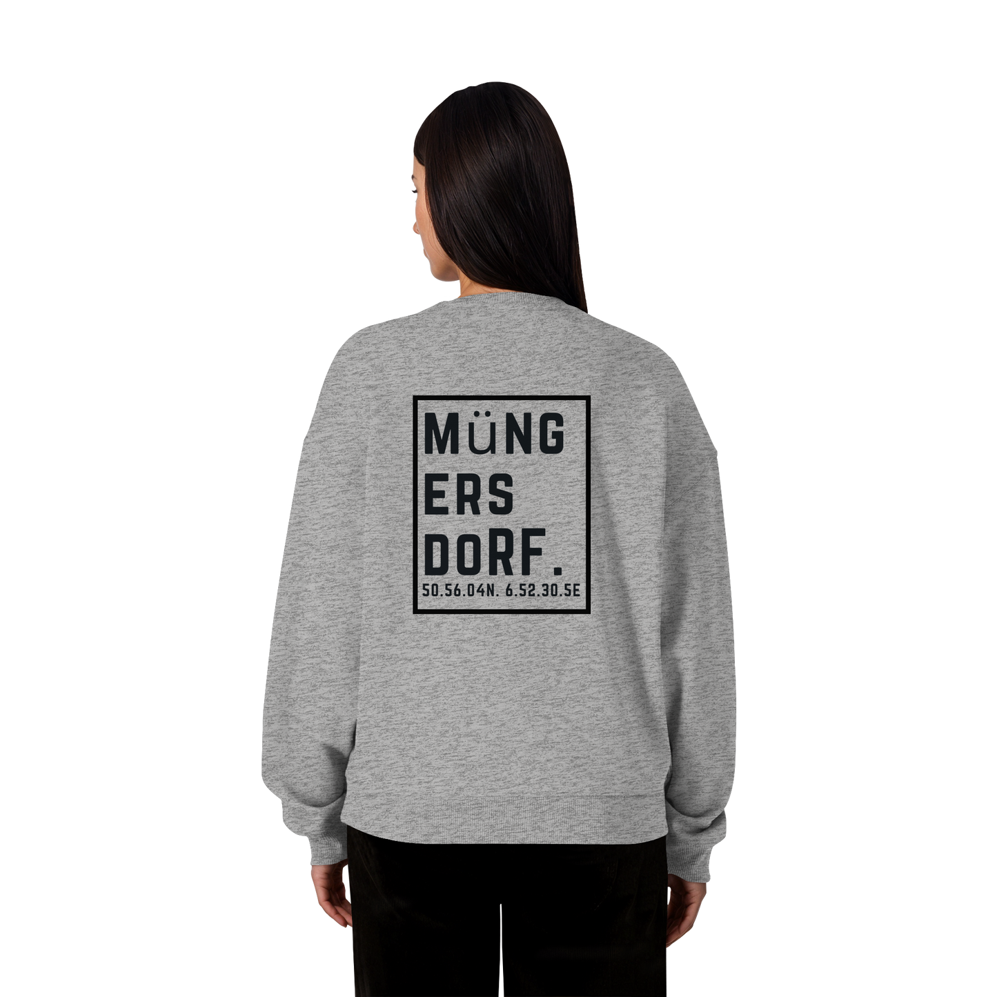 Müngersdorf Koordinaten (großer Druck auf dem Rücken) - Organic Oversize Sweatshirt