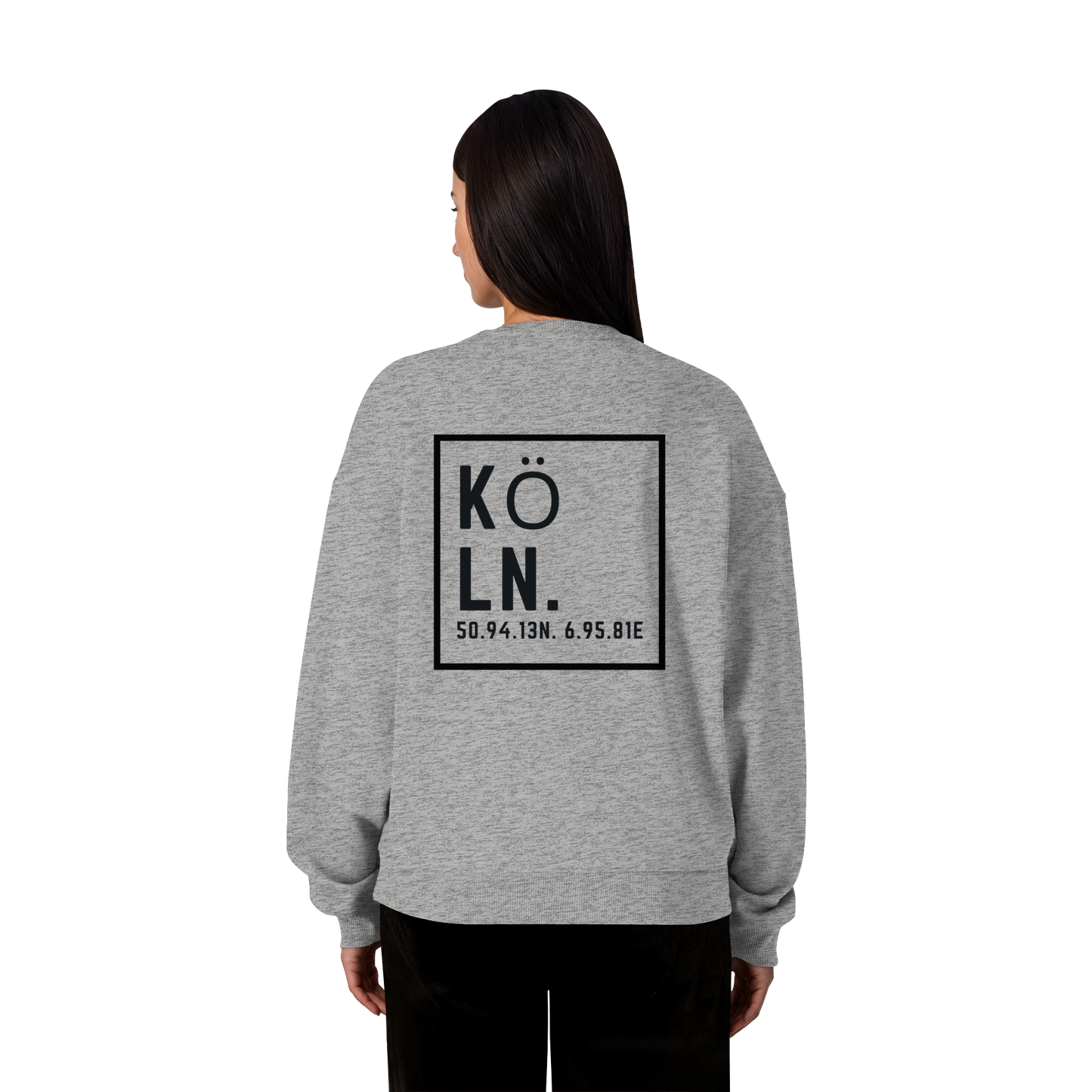 Köln Koordinaten (großer Druck auf dem Rücken) - Organic Oversize Sweatshirt