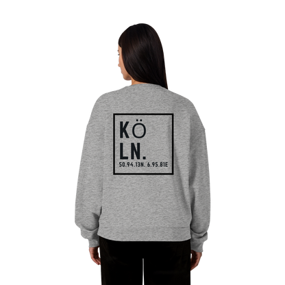 Köln Koordinaten (großer Druck auf dem Rücken) - Organic Oversize Sweatshirt