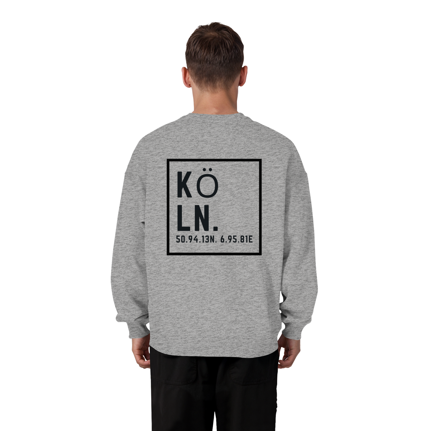 Köln Koordinaten (großer Druck auf dem Rücken) - Organic Oversize Sweatshirt
