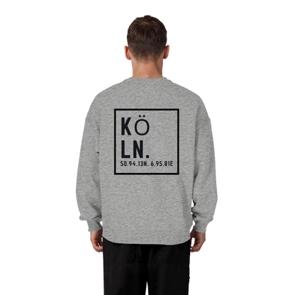 Köln Koordinaten (großer Druck auf dem Rücken) - Organic Oversize Sweatshirt