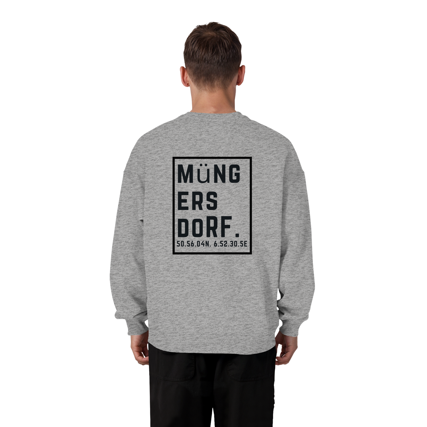 Müngersdorf Koordinaten (großer Druck auf dem Rücken) - Organic Oversize Sweatshirt