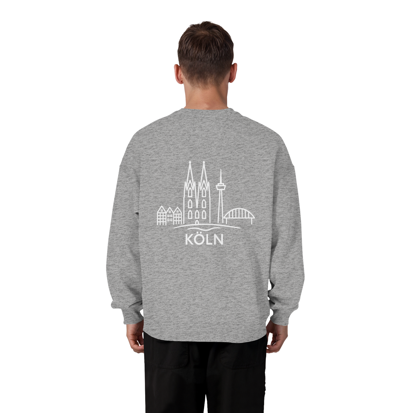 Köln Skyline (großer Druck auf dem Rücken) - Organic Oversize Sweatshirt