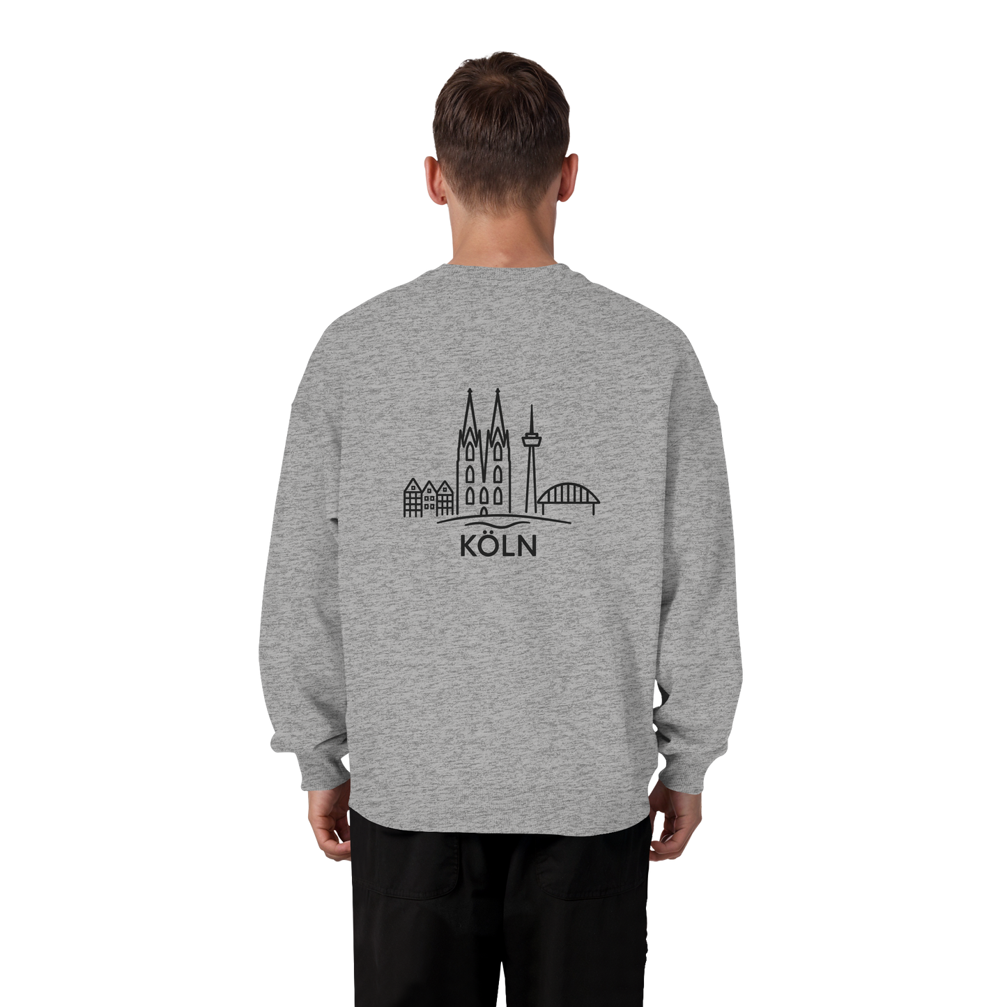 Köln Skyline (großer Druck auf dem Rücken) - Organic Oversize Sweatshirt