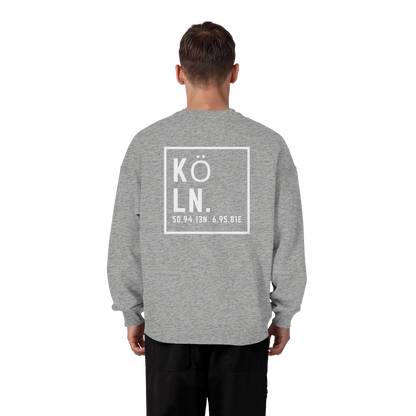 Köln Koordinaten (großer Druck auf dem Rücken) - Organic Oversize Sweatshirt