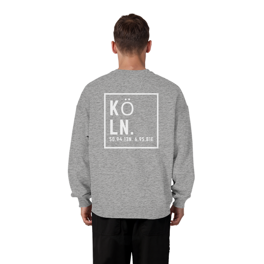 Köln Koordinaten (großer Druck auf dem Rücken) - Organic Oversize Sweatshirt
