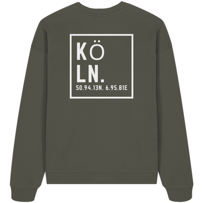 Köln Koordinaten (großer Druck auf dem Rücken) - Organic Oversize Sweatshirt