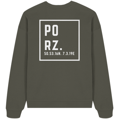Porz Koordinaten (großer Druck Rücken) - Organic Oversize Sweatshirt