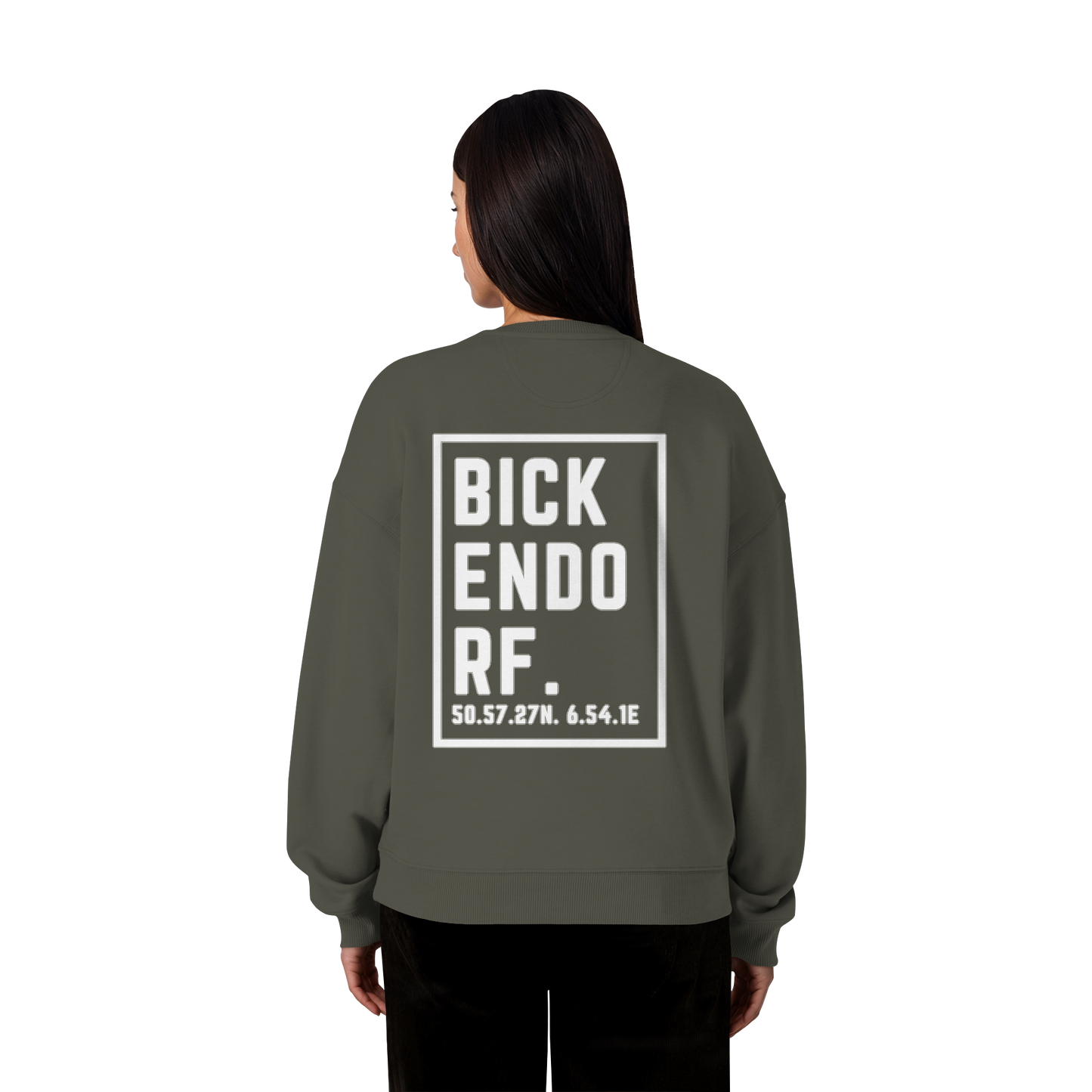 Bickendorf Koordinaten (großer Druck auf dem Rücken) - Organic Oversize Sweatshirt