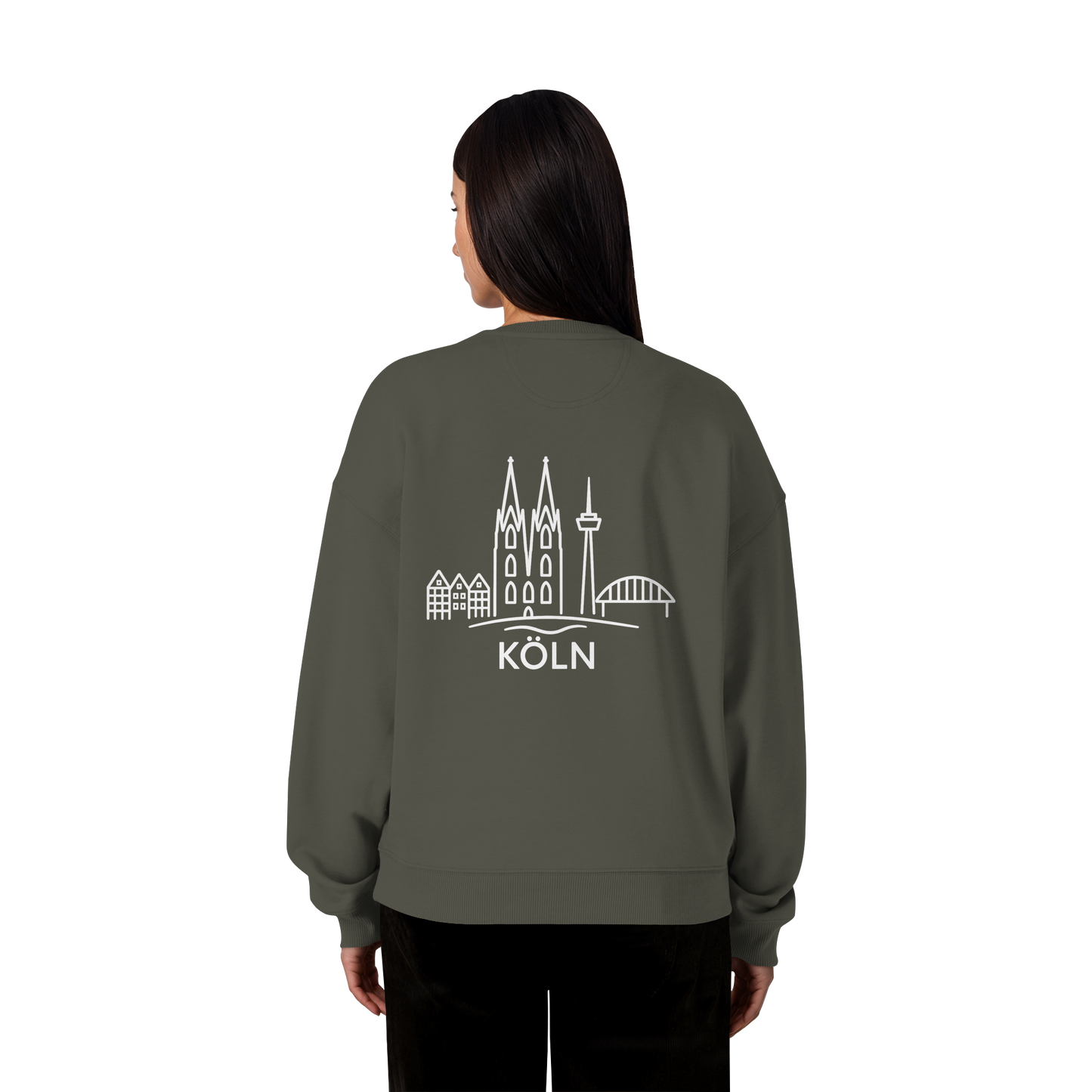 Köln Skyline (großer Druck auf dem Rücken) - Organic Oversize Sweatshirt