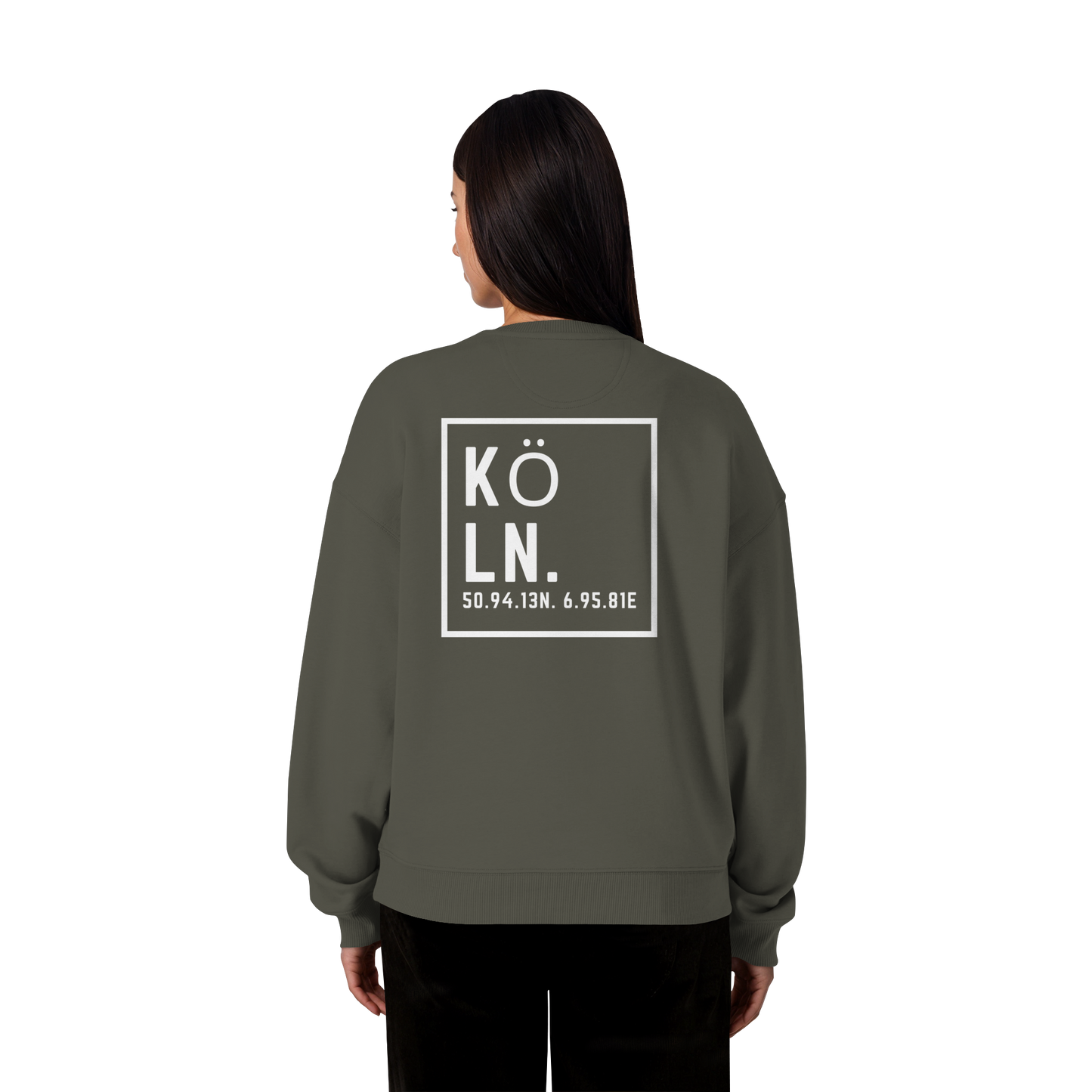 Köln Koordinaten (großer Druck auf dem Rücken) - Organic Oversize Sweatshirt