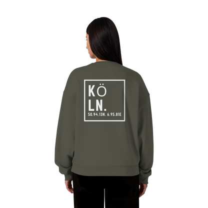 Köln Koordinaten (großer Druck auf dem Rücken) - Organic Oversize Sweatshirt