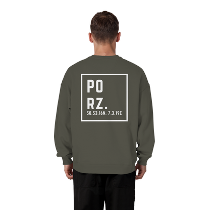 Porz Koordinaten (großer Druck Rücken) - Organic Oversize Sweatshirt