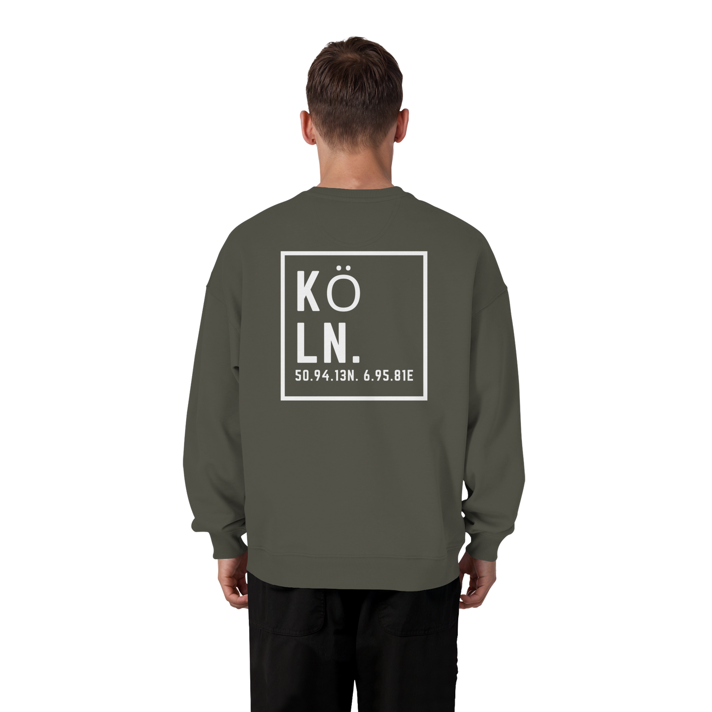 Köln Koordinaten (großer Druck auf dem Rücken) - Organic Oversize Sweatshirt