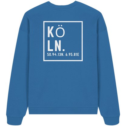 Köln Koordinaten (großer Druck auf dem Rücken) - Organic Oversize Sweatshirt