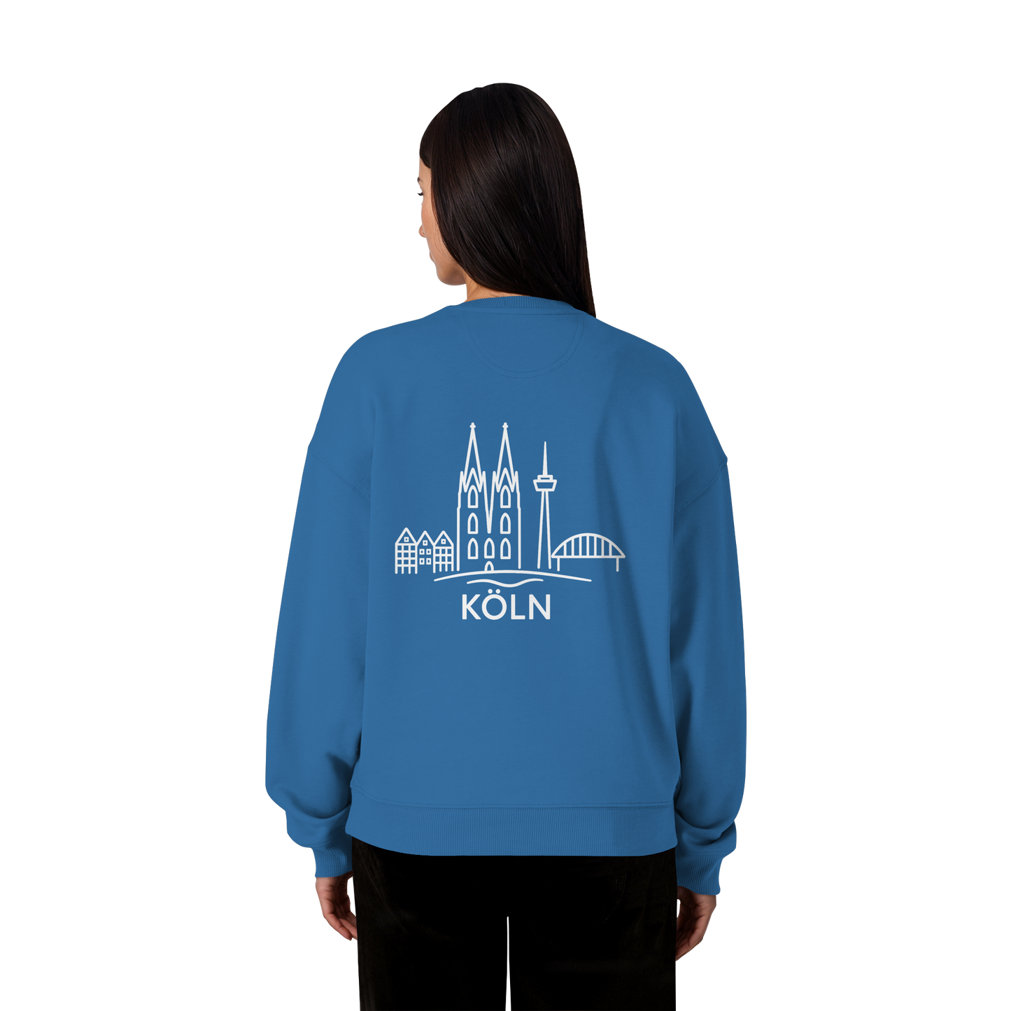Köln Skyline (großer Druck auf dem Rücken) - Organic Oversize Sweatshirt