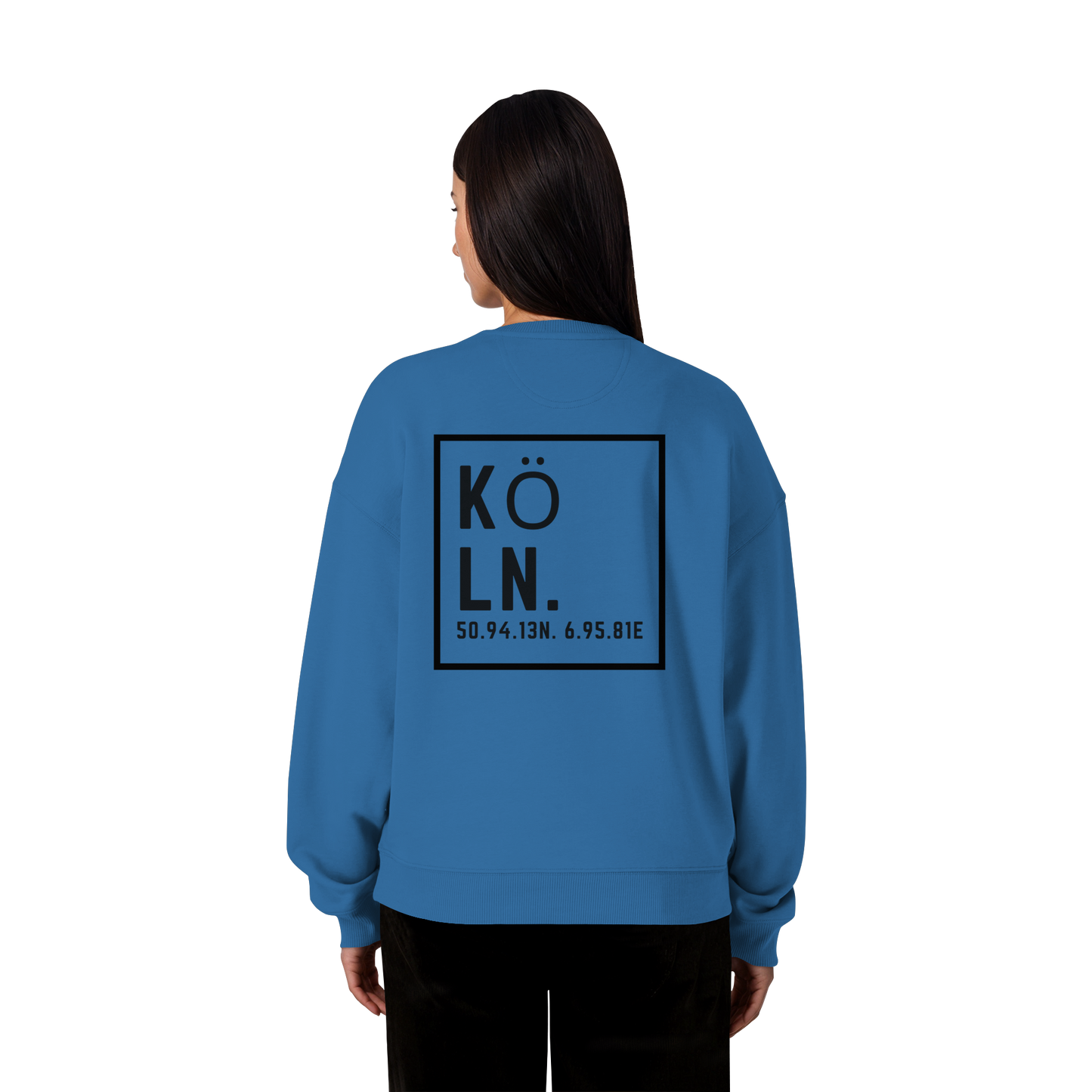 Köln Koordinaten (großer Druck auf dem Rücken) - Organic Oversize Sweatshirt