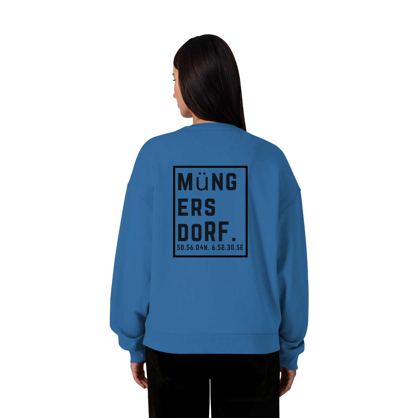 Müngersdorf Koordinaten (großer Druck auf dem Rücken) - Organic Oversize Sweatshirt