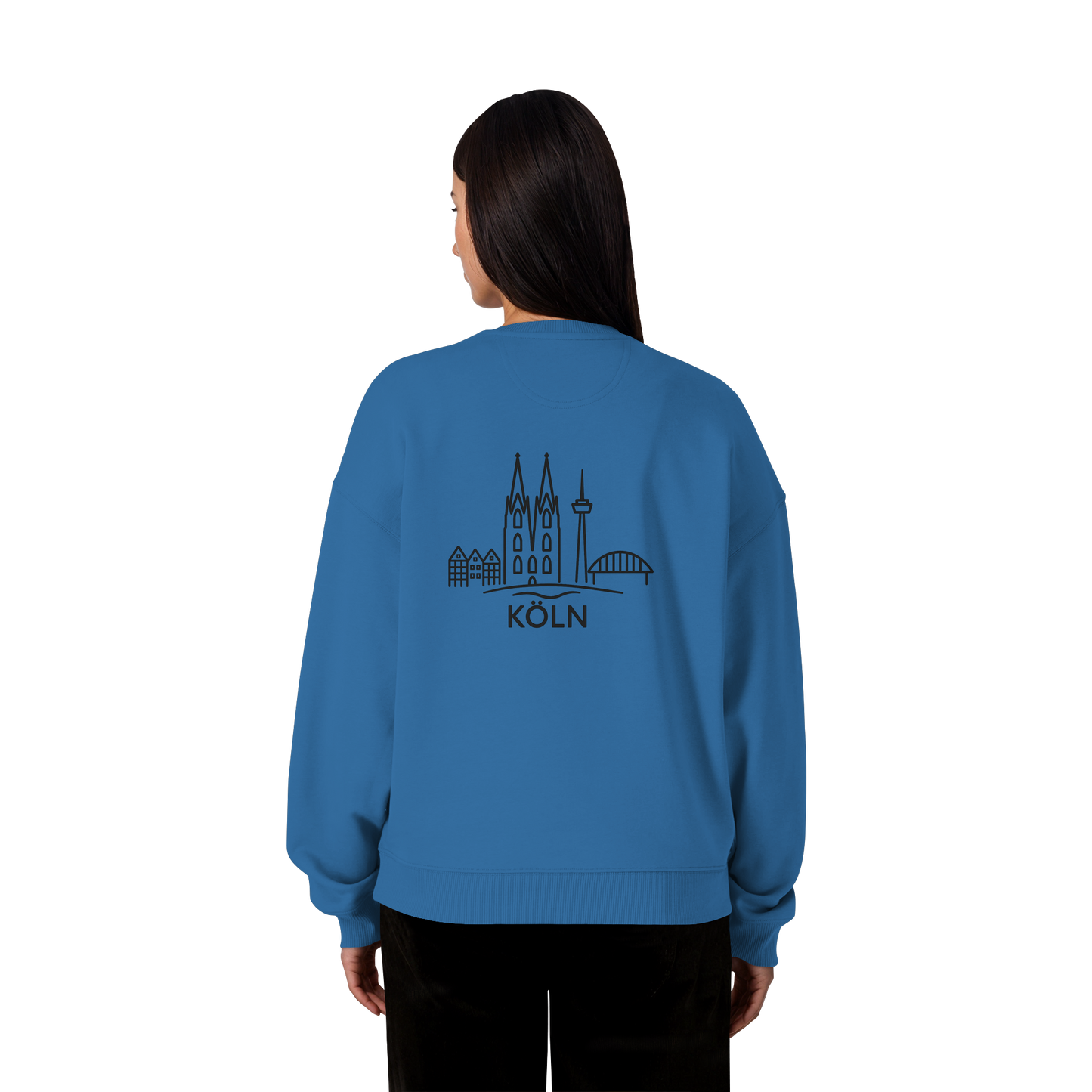 Köln Skyline (großer Druck auf dem Rücken) - Organic Oversize Sweatshirt