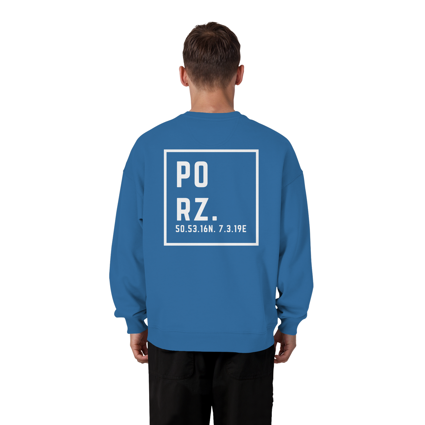 Porz Koordinaten (großer Druck Rücken) - Organic Oversize Sweatshirt