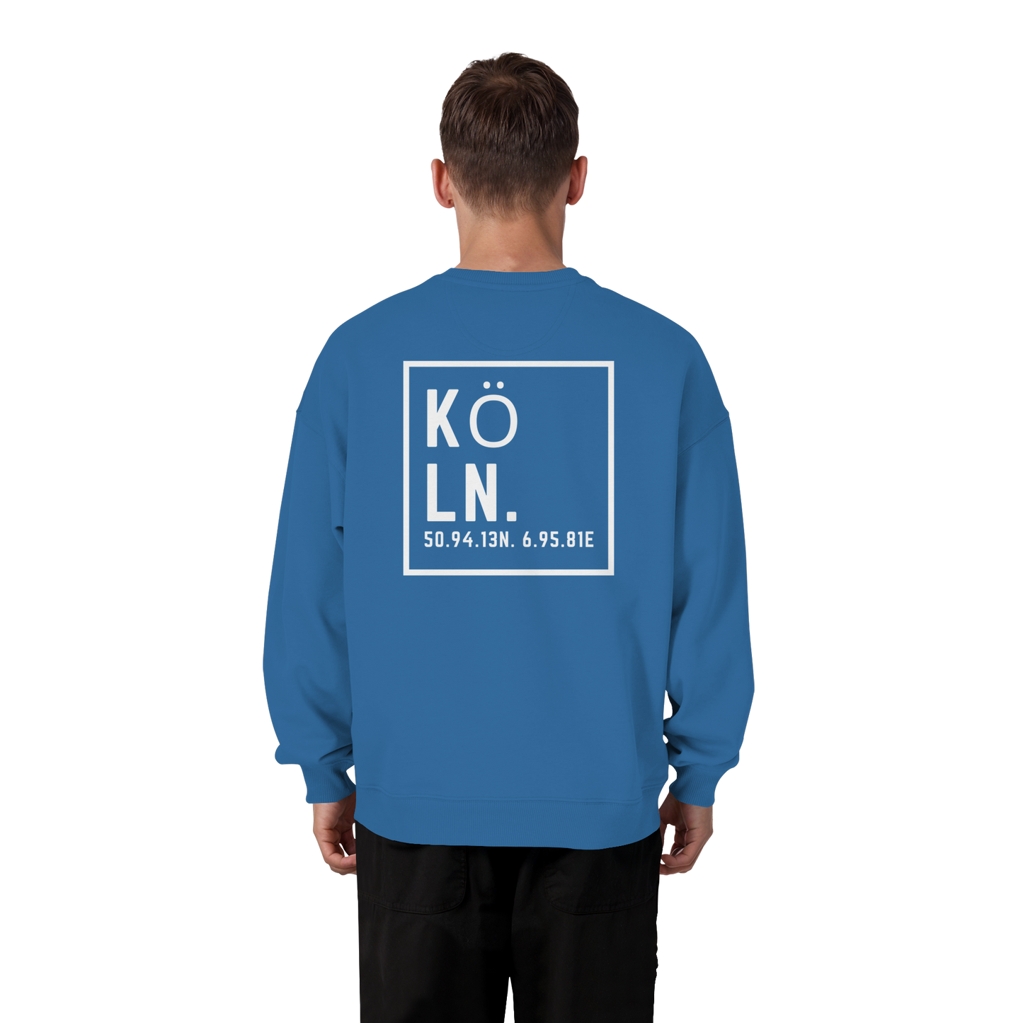 Köln Koordinaten (großer Druck auf dem Rücken) - Organic Oversize Sweatshirt