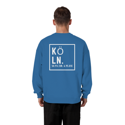 Köln Koordinaten (großer Druck auf dem Rücken) - Organic Oversize Sweatshirt