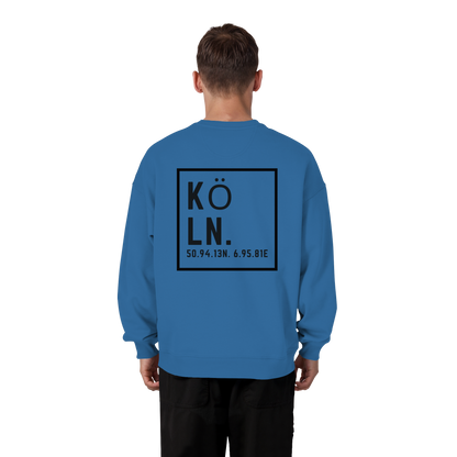 Köln Koordinaten (großer Druck auf dem Rücken) - Organic Oversize Sweatshirt