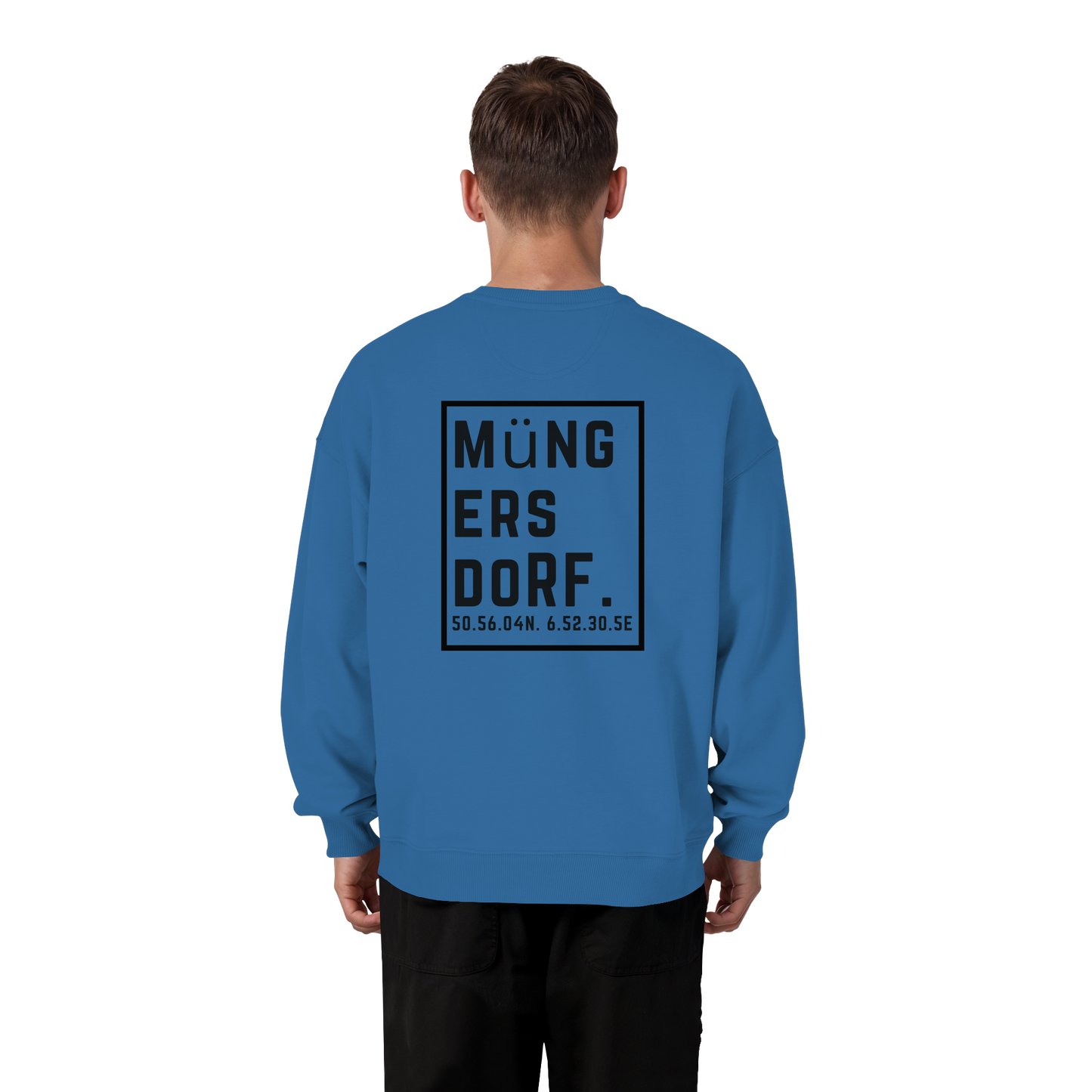 Müngersdorf Koordinaten (großer Druck auf dem Rücken) - Organic Oversize Sweatshirt