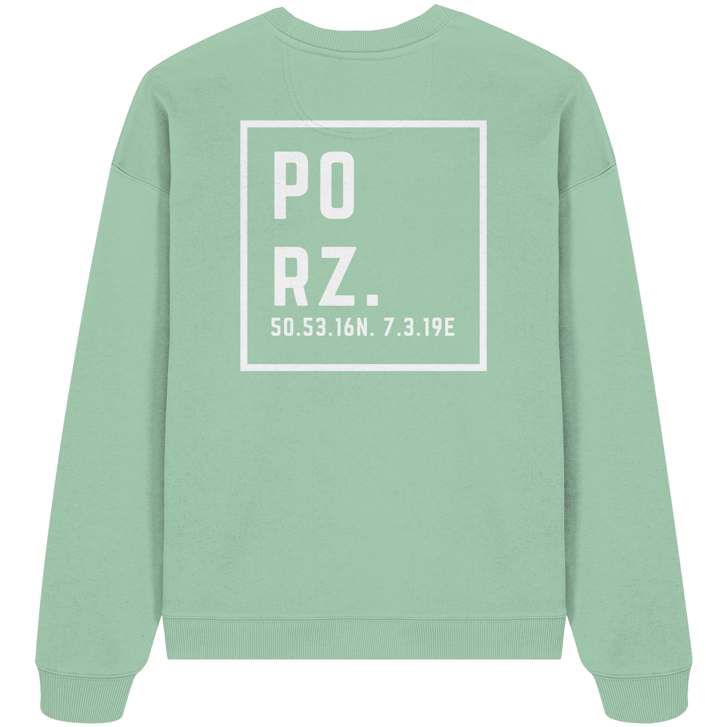 Porz Koordinaten (großer Druck Rücken) - Organic Oversize Sweatshirt