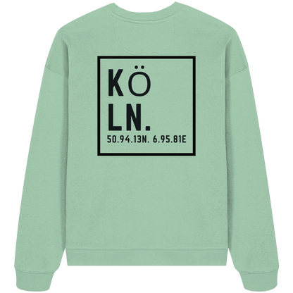 Köln Koordinaten (großer Druck auf dem Rücken) - Organic Oversize Sweatshirt