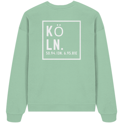 Köln Koordinaten (großer Druck auf dem Rücken) - Organic Oversize Sweatshirt