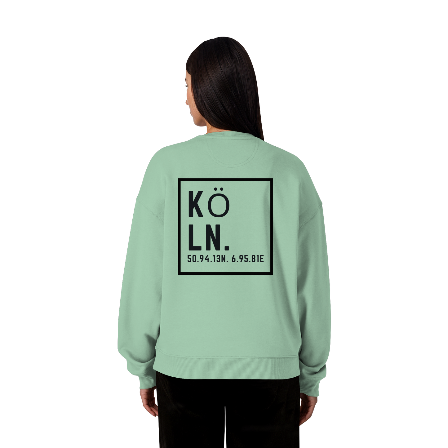 Köln Koordinaten (großer Druck auf dem Rücken) - Organic Oversize Sweatshirt
