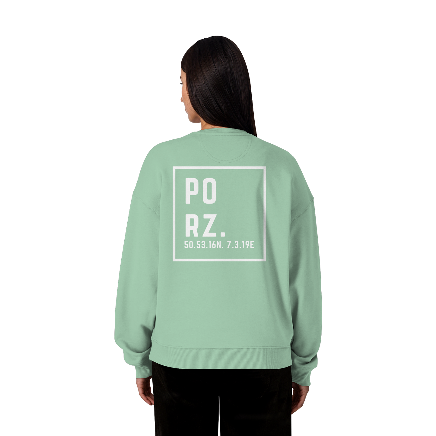 Porz Koordinaten (großer Druck Rücken) - Organic Oversize Sweatshirt