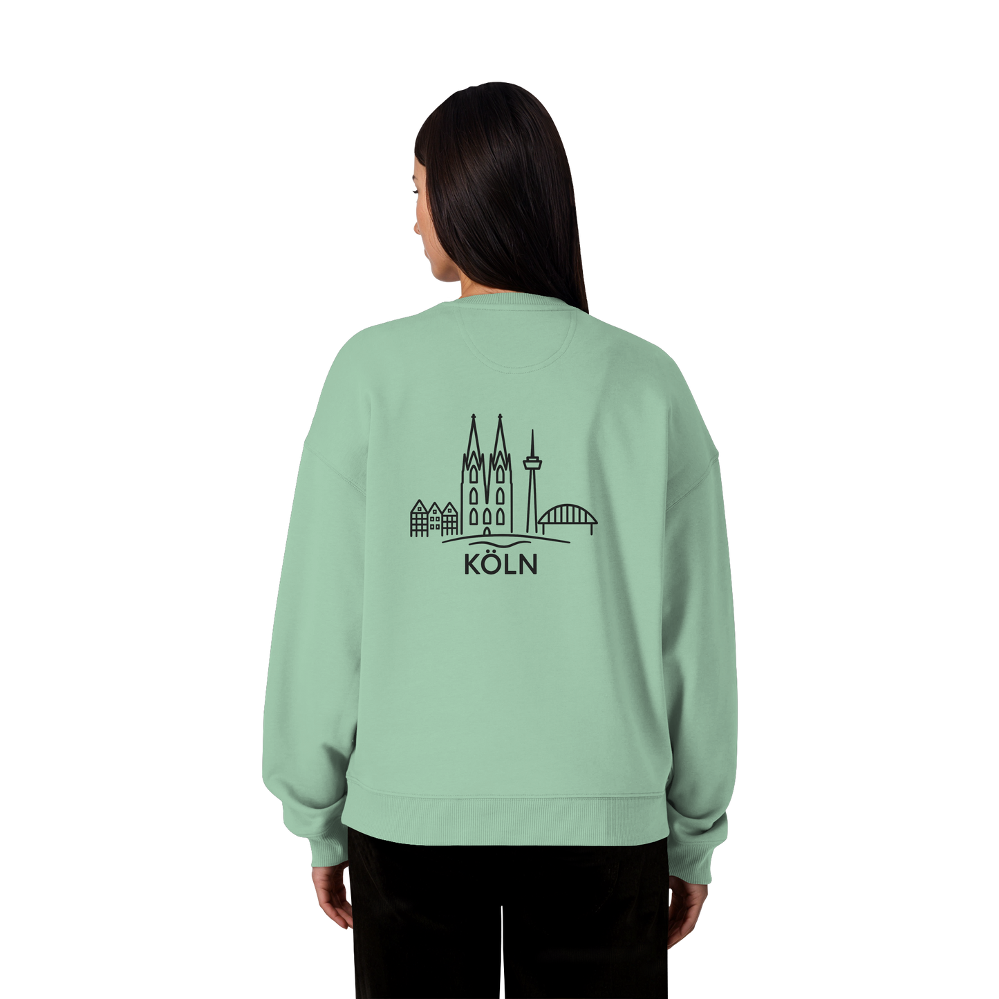 Köln Skyline (großer Druck auf dem Rücken) - Organic Oversize Sweatshirt