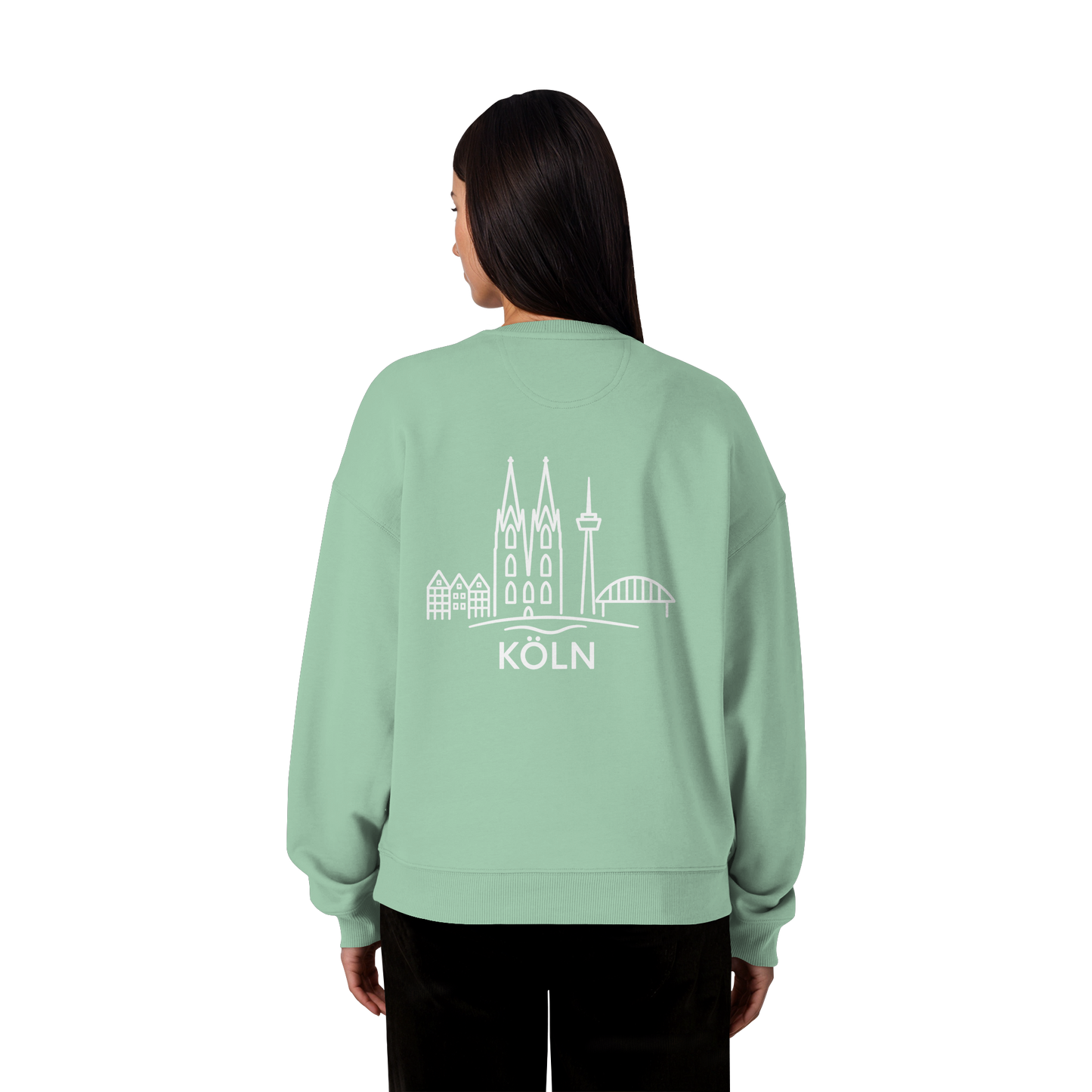 Köln Skyline (großer Druck auf dem Rücken) - Organic Oversize Sweatshirt