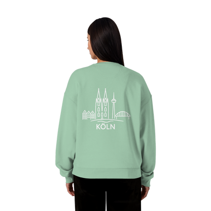 Köln Skyline (großer Druck auf dem Rücken) - Organic Oversize Sweatshirt