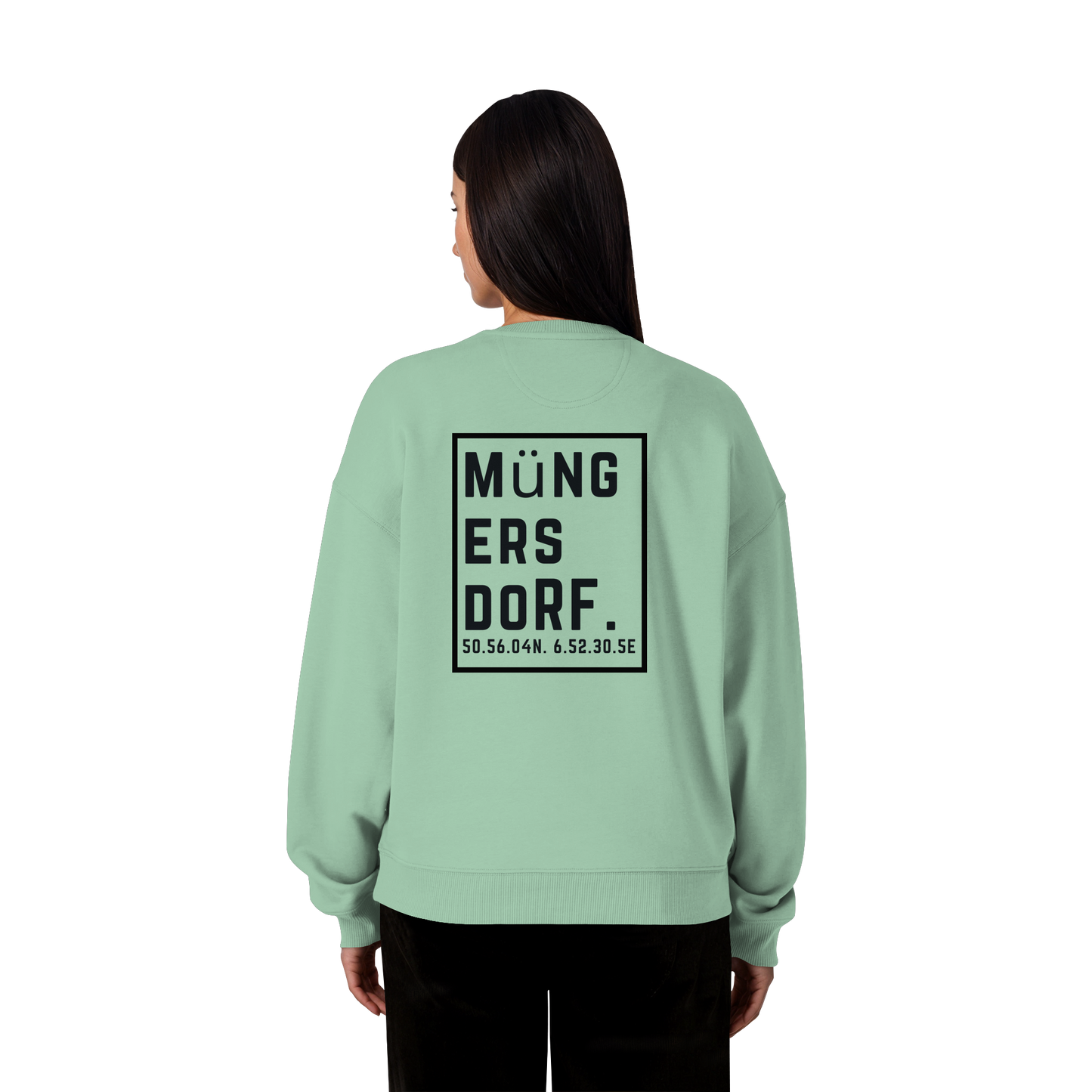 Müngersdorf Koordinaten (großer Druck auf dem Rücken) - Organic Oversize Sweatshirt