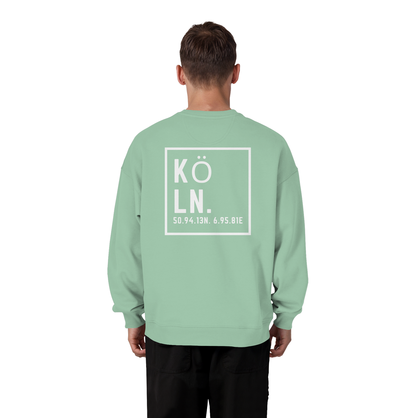Köln Koordinaten (großer Druck auf dem Rücken) - Organic Oversize Sweatshirt