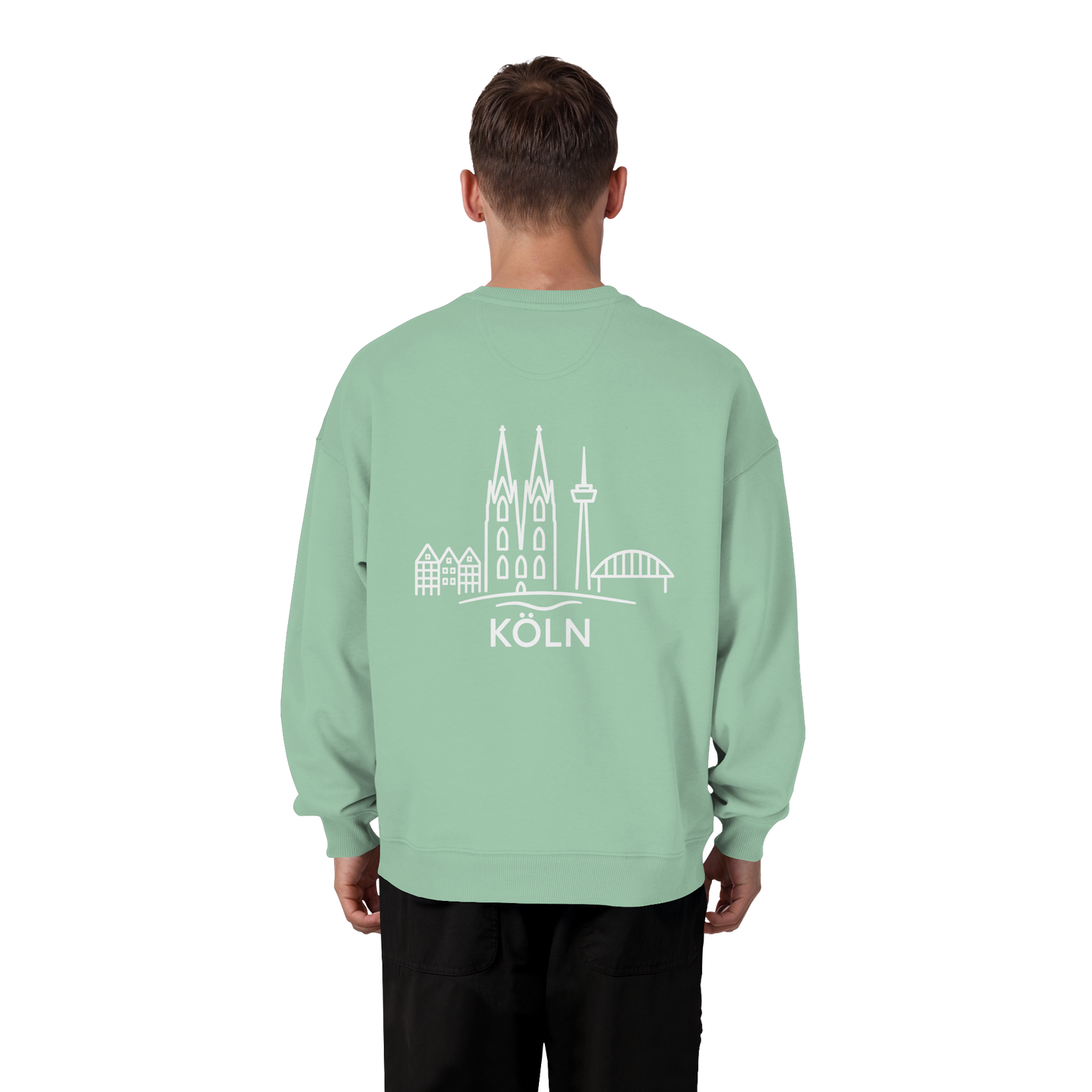 Köln Skyline (großer Druck auf dem Rücken) - Organic Oversize Sweatshirt