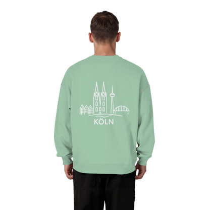 Köln Skyline (großer Druck auf dem Rücken) - Organic Oversize Sweatshirt