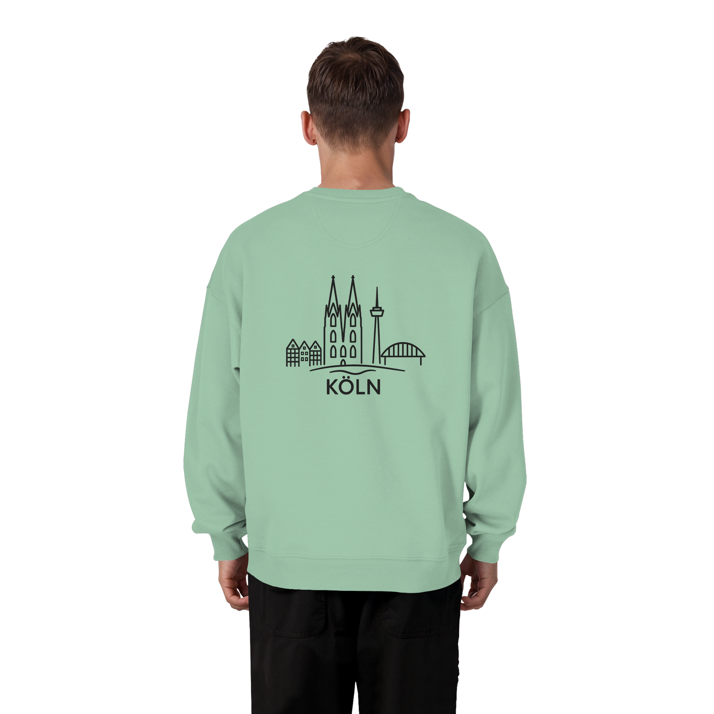 Köln Skyline (großer Druck auf dem Rücken) - Organic Oversize Sweatshirt
