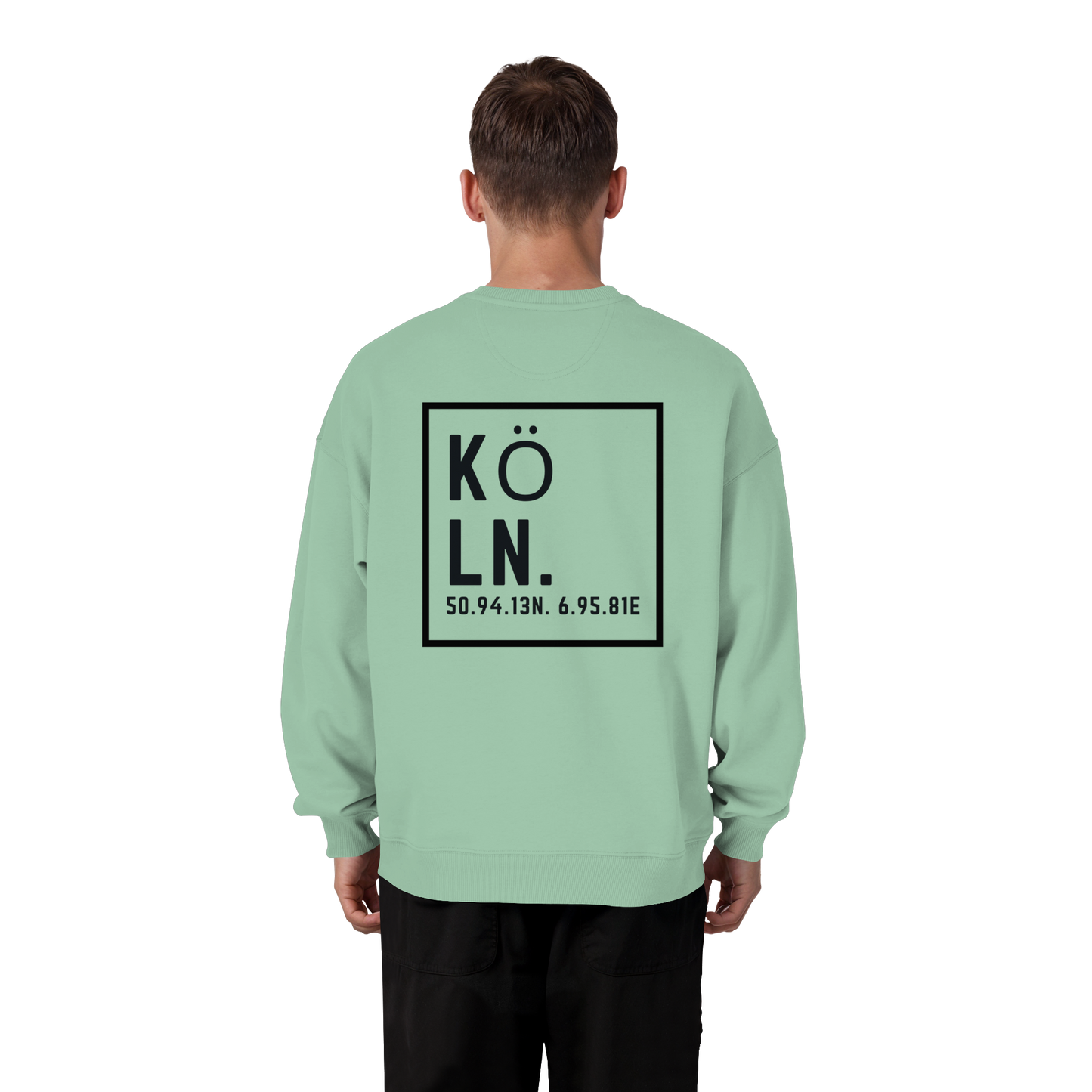 Köln Koordinaten (großer Druck auf dem Rücken) - Organic Oversize Sweatshirt