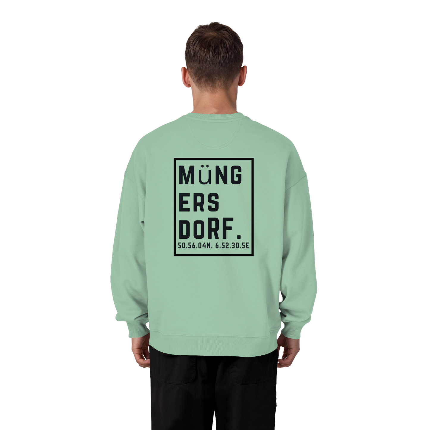 Müngersdorf Koordinaten (großer Druck auf dem Rücken) - Organic Oversize Sweatshirt